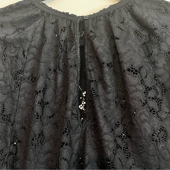 Free People | Olivia black lace oversized blouse top Women’s size XS/S boho rock - Picture 6 of 10